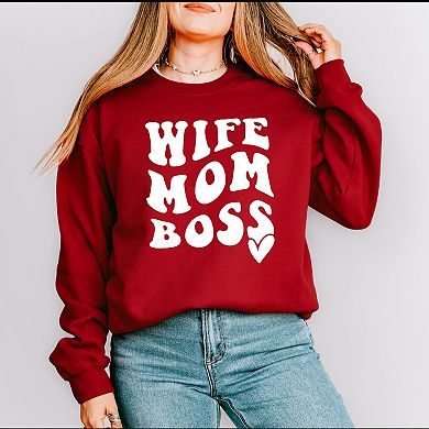 Simply Sage Market Wife Mom Boss Wavy Heart Sweatshirt