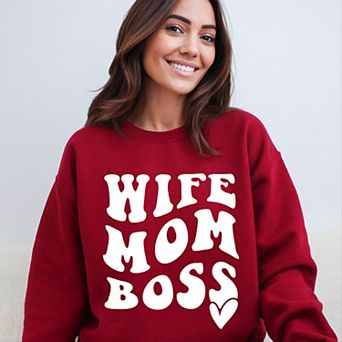 Simply Sage Market Wife Mom Boss Wavy Heart Sweatshirt