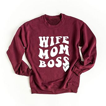 Simply Sage Market Wife Mom Boss Wavy Heart Sweatshirt