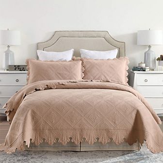 Marcielo 3 pc 100% Cotton Oversized Bedspread Lightweight Quilt Bedspread Set