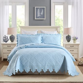 Marcielo 3 pc 100% Cotton Oversized Bedspread Lightweight Quilt Bedspread Set