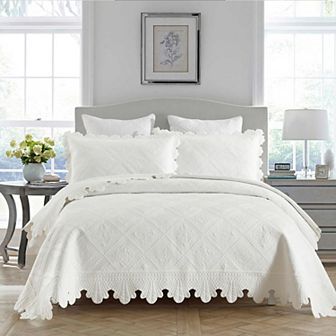 Marcielo 3 pc 100% Cotton Oversized Bedspread Lightweight Quilt Bedspread Set