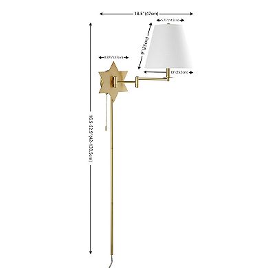 18.5" 1-light Swing Arm Plug-in Or Hardwired Iron Led Star Wall Sconce, Pull-chain, Usb Port
