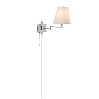 18.5" 1-light Swing Arm Plug-in Or Hardwired Iron Led Star Wall Sconce, Pull-chain, Usb Port
