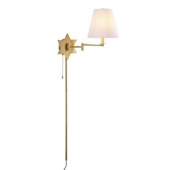 18.5" 1-light Swing Arm Plug-in Or Hardwired Iron Led Star Wall Sconce, Pull-chain, Usb Port