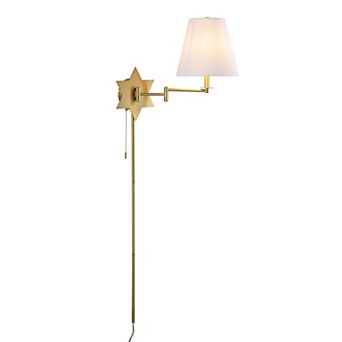 18.5" 1-light Swing Arm Plug-in Or Hardwired Iron Led Star Wall Sconce, Pull-chain, Usb Port