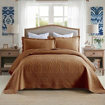 Marcielo 3 pc 100% Cotton Oversized Bedspread Lightweight Quilt Set