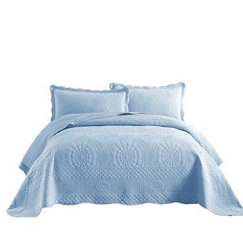 Marcielo 3 pc 100% Cotton Oversized Bedspread Lightweight Quilt Set