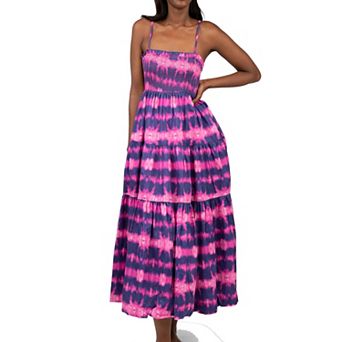 Women’s Tie Dye Dress In Fuchsia And Navy