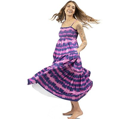 Women's Tie Dye Dress In Fuchsia And Navy