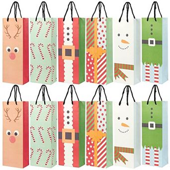 24 pc Christmas Wine Gift Bags With Handles For Holiday Bottle Wrapping Present