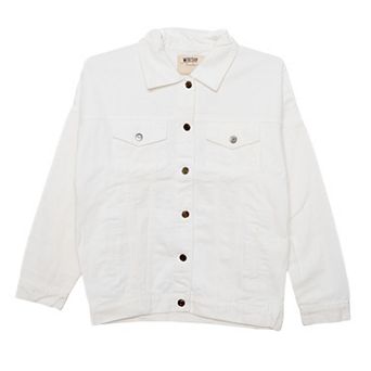 Women’s Oversized White Denim Boyfriend Jacket