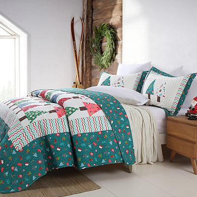 Marcielo 3 Piece Handcrafted Christmas Patchwork Vintage Style Holiday Cotton Quilt Set