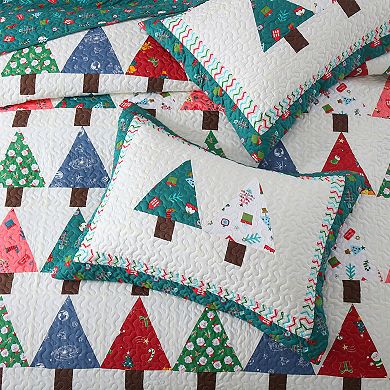 Marcielo 3 Piece Handcrafted Christmas Patchwork Vintage Style Holiday Cotton Quilt Set