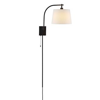 22.5" 1-light Plug-in Or Hardwired Iron Led Gooseneck Swing Arm Wall Sconce, Pull-chain, Usb Port