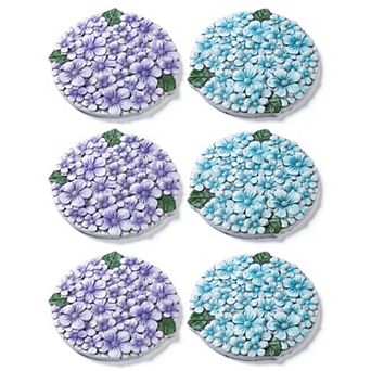 Glitzhome 10"D Set of 6 Cement Textured Outdoor Pathway Stepping Stones