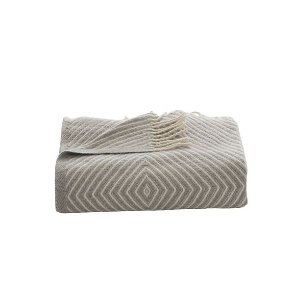 Discover Europe - Made in Spain Reversible Printed Luxury Throw Blanket - Light Grey
