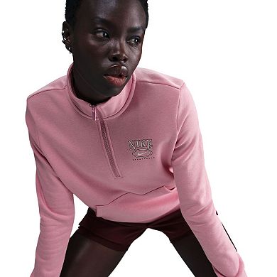 Women's Nike Sportswear Club Fleece Graphic Mock-Neck Quarter-Zip Top