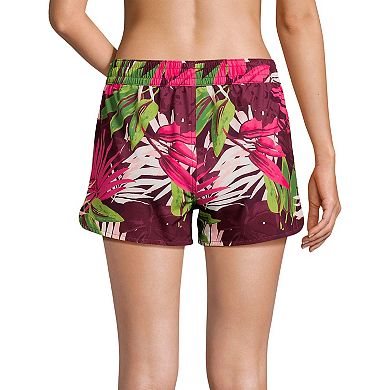 Women's Lands' End Woven Packable Dolphin Hem Swim Cover-Up Shorts
