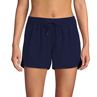Women's Lands' End Woven Packable Dolphin Hem Swim Cover-Up Shorts
