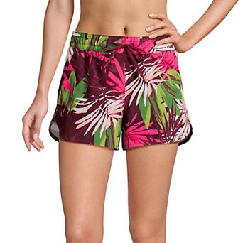 Women's Lands' End Woven Packable Dolphin Hem Swim Cover-Up Shorts