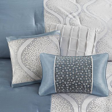Madison Park Monroe 6-Piece Jacquard Comforter Set with Throw Pillows