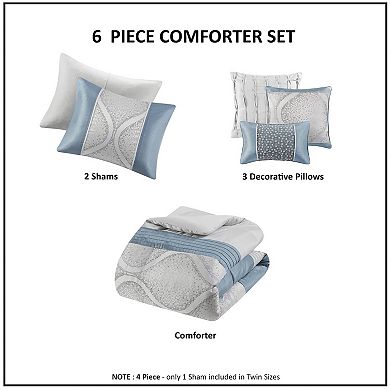 Madison Park Monroe 6-Piece Jacquard Comforter Set with Throw Pillows