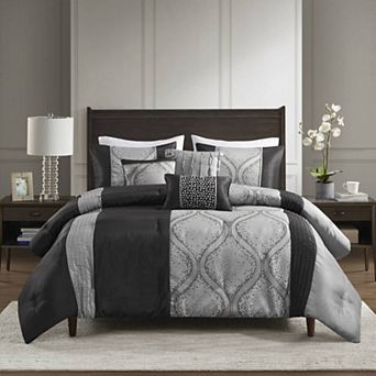 Madison Park Monroe 6 pc Jacquard Comforter Set with Throw Pillows