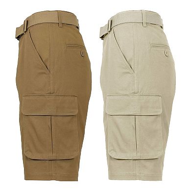 Men's Blu Rock 11.5" Men's Slim Fit Stretch Belted Cargo Shorts 2-Pack