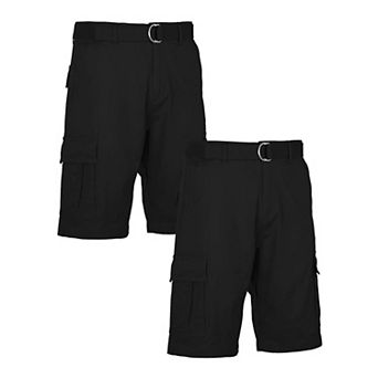 Men's Blu Rock 11.5" Men's Slim Fit Stretch Belted Cargo Shorts 2-Pack