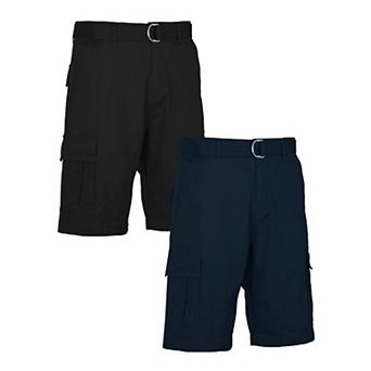 Men's Blu Rock 11.5" Men's Slim Fit Stretch Belted Cargo Shorts 2-Pack