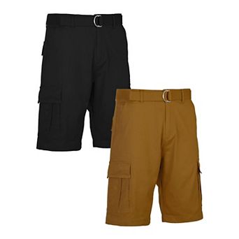 Men's Blu Rock 11.5" Men's Slim Fit Stretch Belted Cargo Shorts 2-Pack