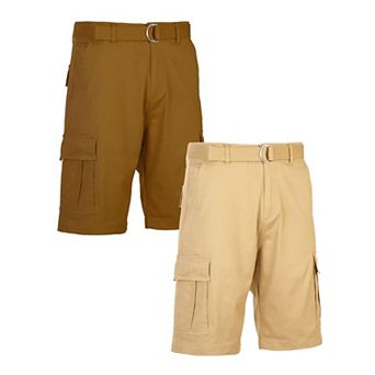 Men's Blu Rock 11.5" Men's Slim Fit Stretch Belted Cargo Shorts 2-Pack