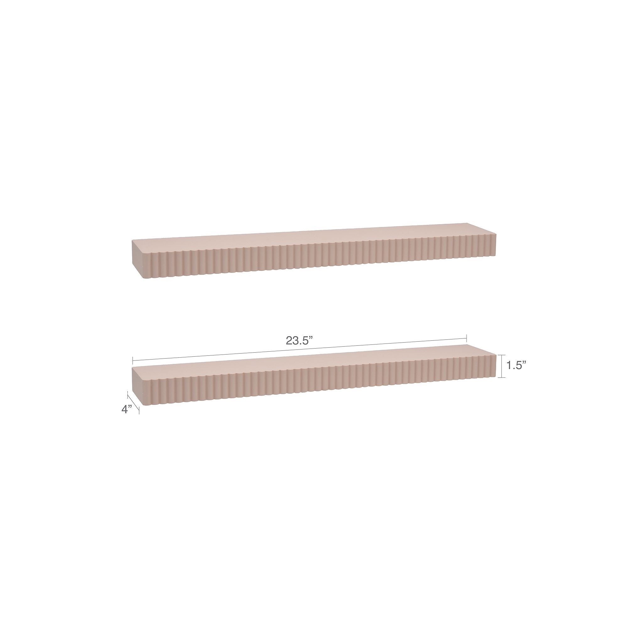 Belle Maison 24-in. Fluted Floating Wall Shelves 2-piece Set, Pink