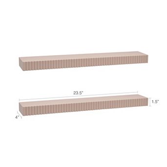 Belle Maison 24 in Fluted Floating Wall Shelves 2 pc Set