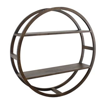Belle Maison 24 in Round Wood Two-Tier Wall Shelf