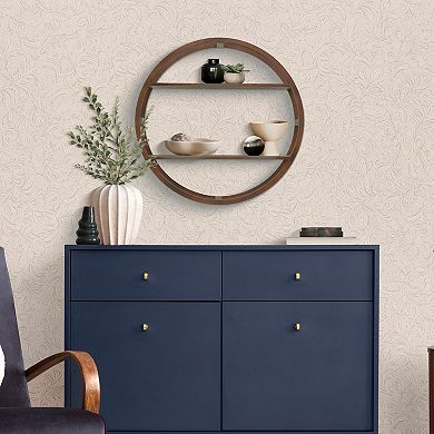 Belle Maison 24-in. Round Wood Two-Tier Wall Shelf