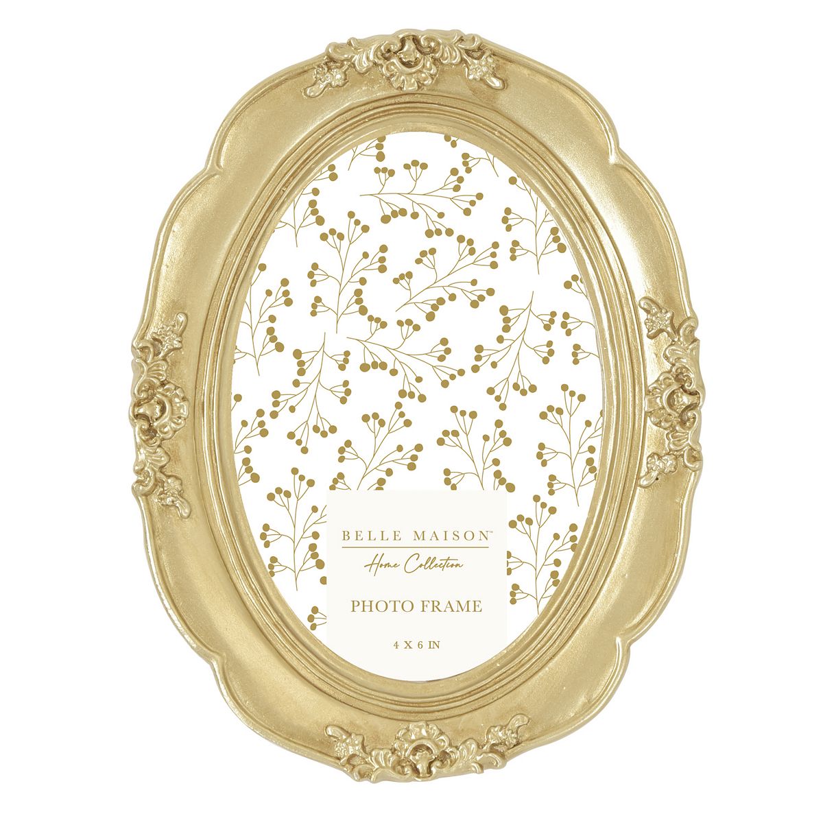 Belle Maison Floral Oval Tabletop Picture Frame