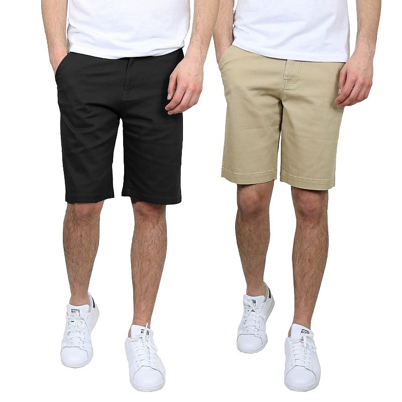 Men's Galaxy 10.5" Slim-Fit Cotton Flex Chino Shorts 2-Pack, Size: 42, Black Khaki
