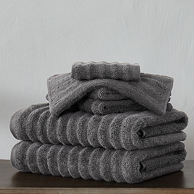 London Fog 6-piece Zero Twist Ribbed Towel Set