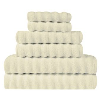 London Fog 6 pc Zero Twist Ribbed Towel Set