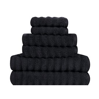 London Fog 6 pc Zero Twist Ribbed Towel Set
