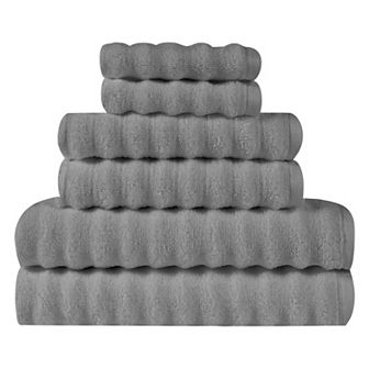 London Fog 6 pc Zero Twist Ribbed Towel Set