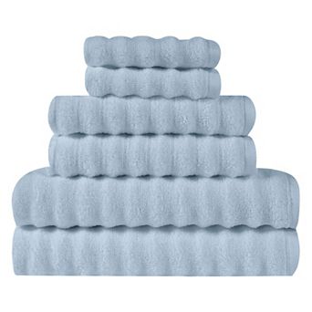 London Fog 6 pc Zero Twist Ribbed Towel Set