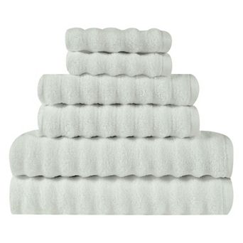 London Fog 6 pc Zero Twist Ribbed Towel Set