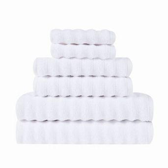 London Fog 6 pc Zero Twist Ribbed Towel Set