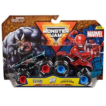 Monster Jam Marvel 2 pc Venom Vs. Spider-Man Die-Cast 1:64 Scale Monster Truck Set