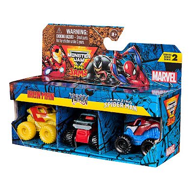 Monster Jam Marvel Spider Man, Iron Man & Venom Mini Truck 3-Pack Set