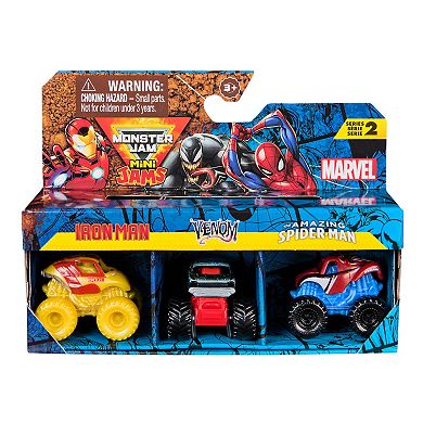 Monster Jam Marvel Spider Man, Iron Man & Venom Mini Truck 3-Pack Set