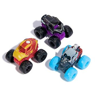 Monster Jam Marvel Thor, Black Panther & Iron Man Mini Monster Truck 3-Pack Set